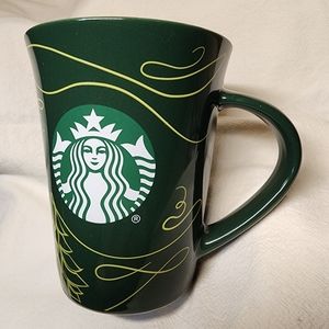 Starbucks Logo Coffee Cup Holiday Green Swirls Tree 10 oz Tea Cup Mug 2020
